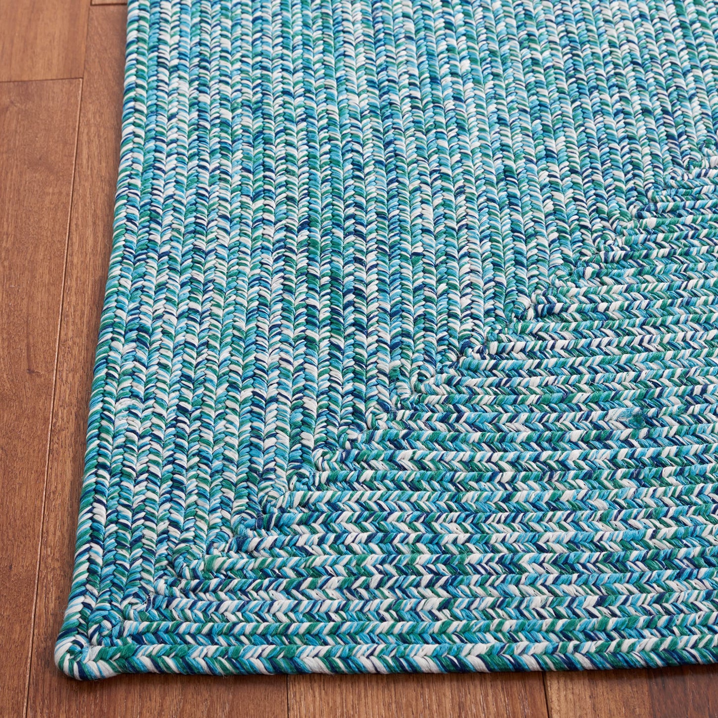 SAFAVIEH Washable Rug Outdoor Braided Collection - 2' x 3', Teal & Green, Handmade & Reversible, Non-Shedding & Easy to Clean, Ideal for Entryway, Patio, Kitchen, Mudroom, Front Door (BRA201K)