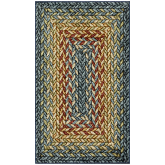 Maples Rugs Marion Bohemian Braided-Style Print Area Rug – Made in USA – Washable, Non-Slip Low-Profile Indoor Throw Rug for Foyer, Kitchen & Bathroom, 34" x 20", Multi-Color