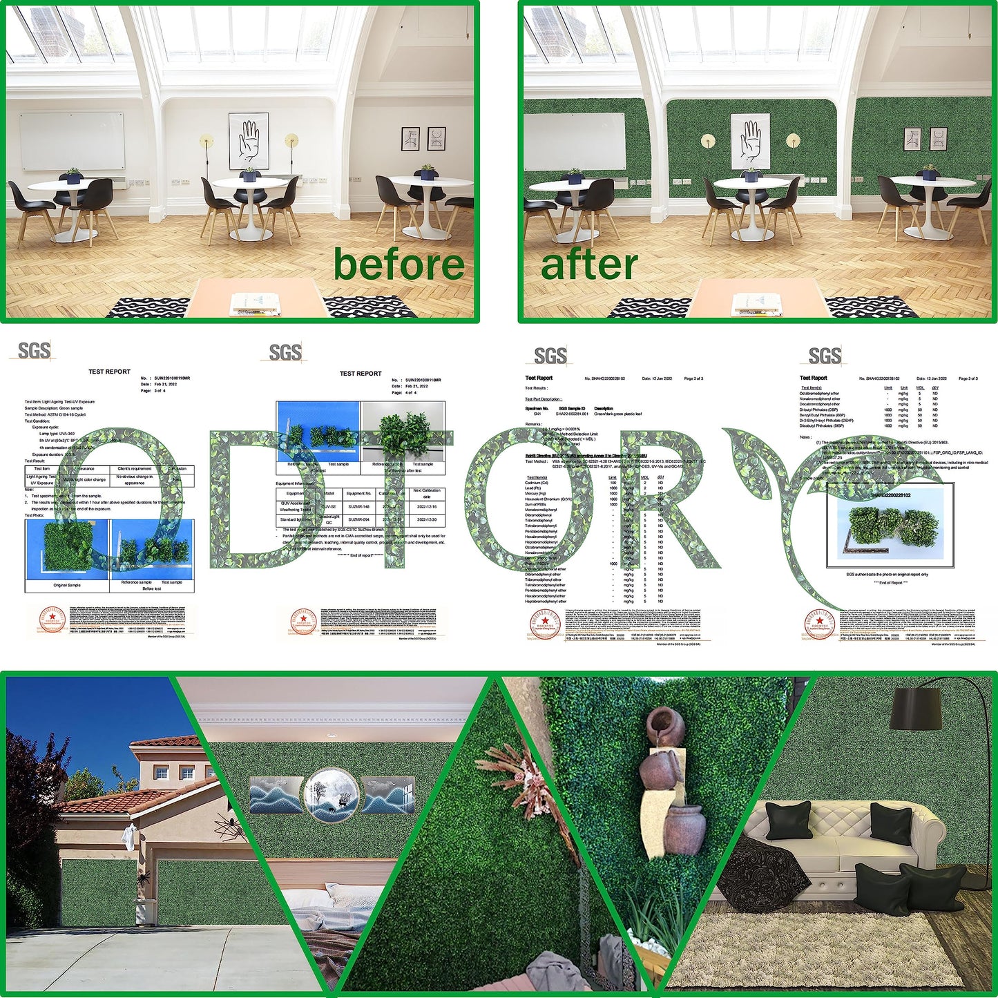 ODTORY Artificial Grass Wall Panel Backdrop,10" X 10" 12P(8.4 sqft) UV-Anti Greenery Boxwood Panels for Indoor Outdoor Green Wall Decor & Ivy Fence Covering Privacy