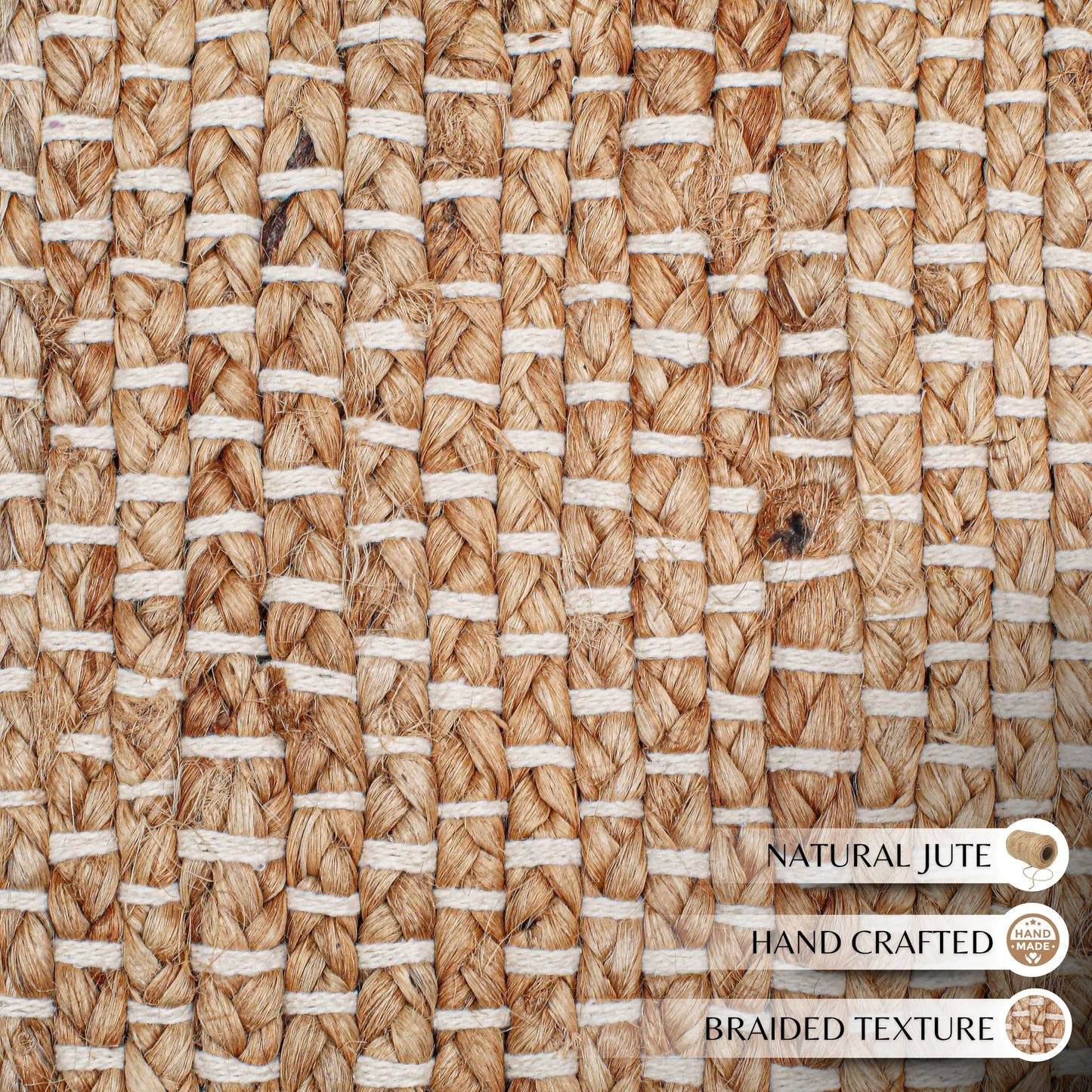 Hausattire Jute Woven Rug 2'x3' - Natural, Hand Braided Boho Entry Area Rugs for Kitchen, Living Room | Small Farmhouse Indoor Outdoor Decorative Mat for Patio, Entryway Front Door Mats - 24x36 Inches