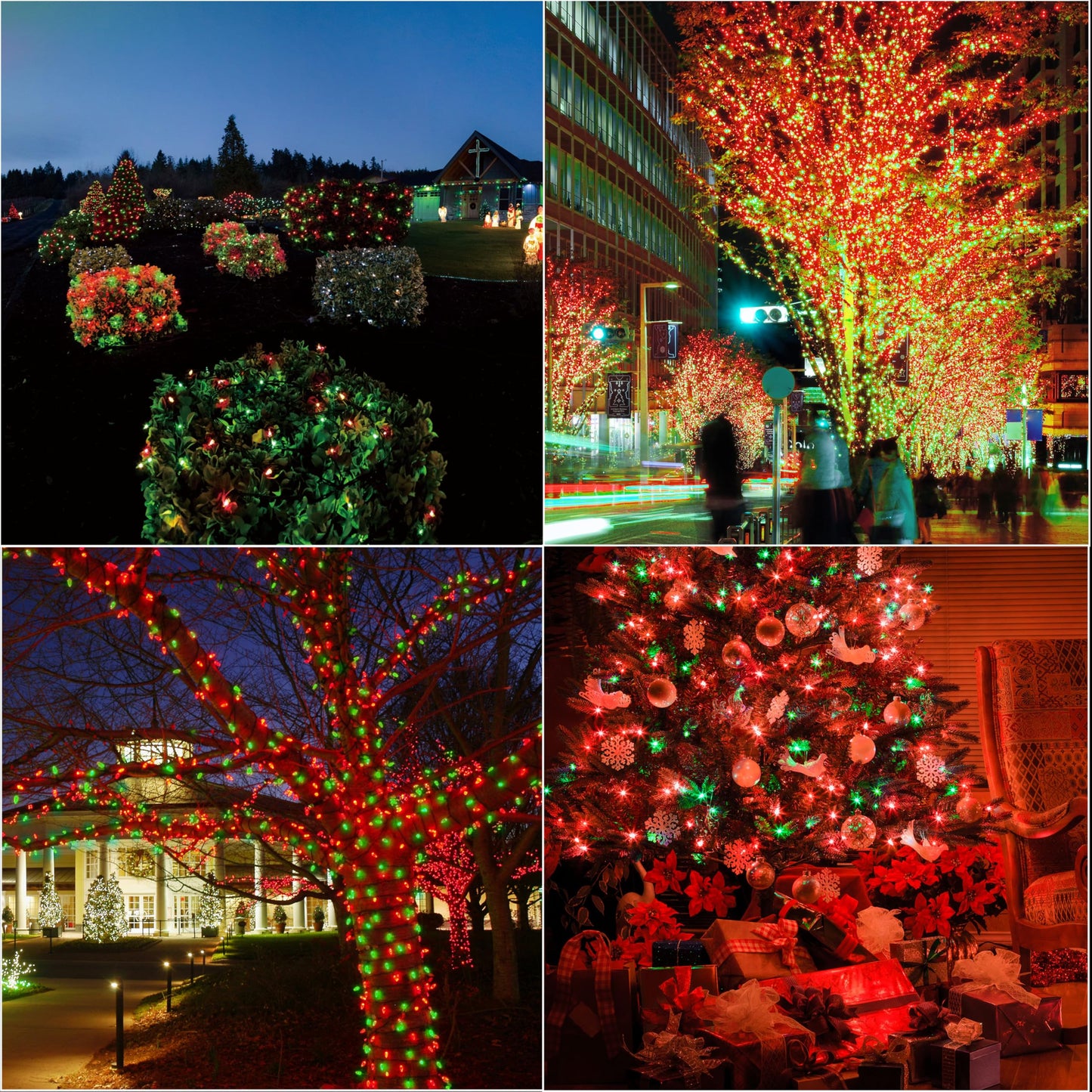 LAMPHOME Red and Green Christmas Lights, 66ft 200 LED String Lights,16 Modes Twinkle Fairy Light Plug in Waterproof for Indoor Outdoor,Christmas Tree Light for Holiday,Wedding Party,Xmas Decor