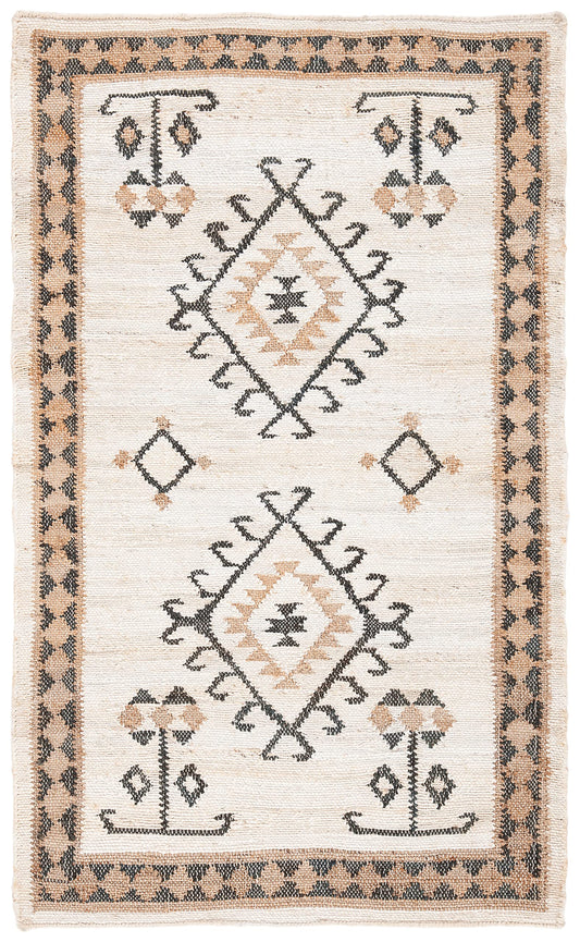 SAFAVIEH Kilim Collection Accent Rug - 2' x 3', Ivory & Black, Handmade Flat Weave Jute, Ideal for High Traffic Areas in Entryway, Living Room, Bedroom (KLM762A)