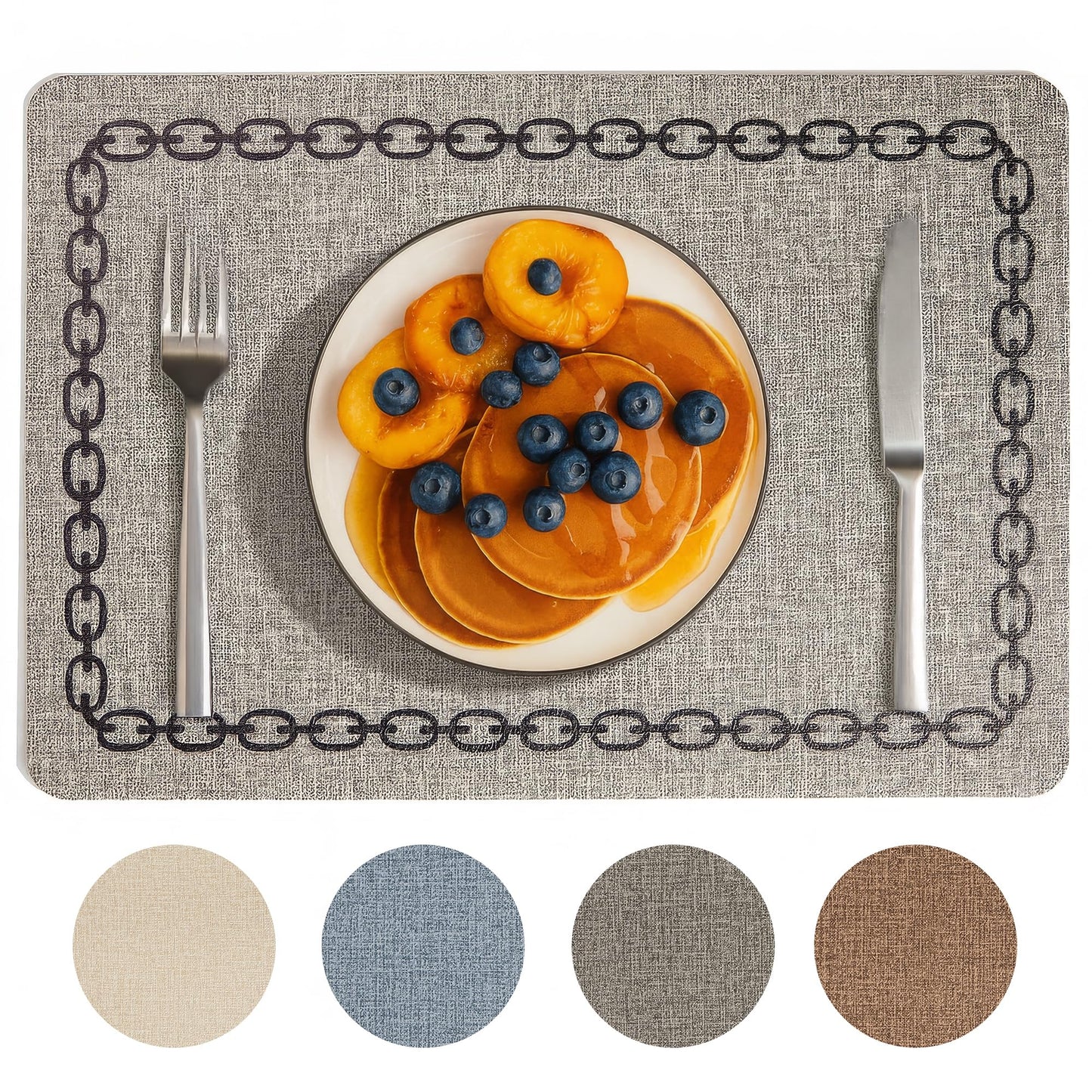 OasisLiteZen Placemats Set of 6, Heat Resistant & Waterproof Table Mats for Dining, Non Slip Scratch Proof Place Mats for Kitchen, Easy to Clean - Outdoor,Indoor Use（17x12 Inch）