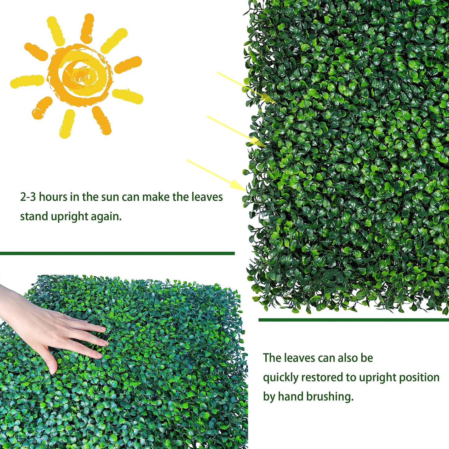 ODTORY Artificial Grass Wall Panel Backdrop,10" X 10" 12P(8.4 sqft) UV-Anti Greenery Boxwood Panels for Indoor Outdoor Green Wall Decor & Ivy Fence Covering Privacy