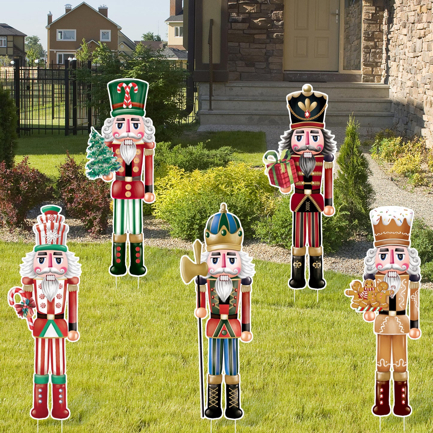 TREWAVE 9 Pcs Christmas Yard Signs with Stakes - Nutcracker Yard Stakes Winter Outdoor Decorations for Lawn Pathway Outside Decor