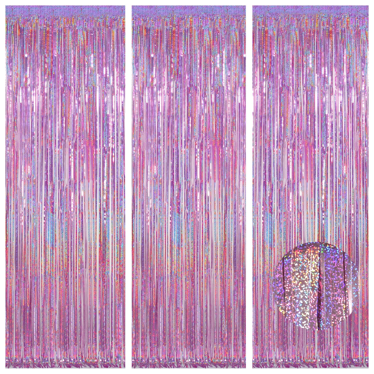 Happy Mothers Day Decorations Melsan 3 Pack 3.2 x 8.2 ft Pinkish Purple Tinsel Fringe Curtain Backdrop, Sparkling Metallic Party Decorations for Girls Birthday, Bachelorette, Wedding, Photo Booth