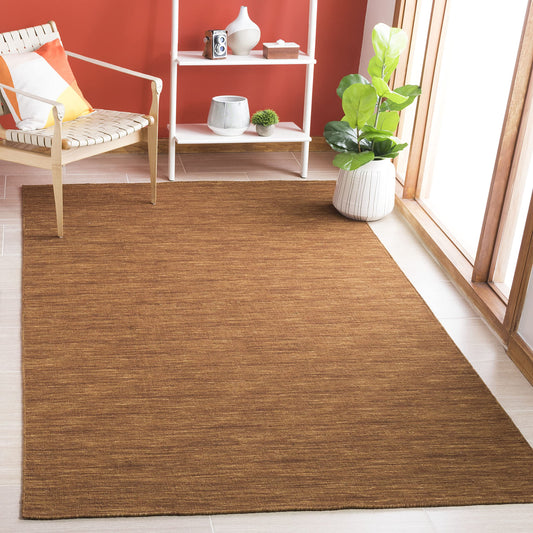 SAFAVIEH Kilim Collection Accent Rug - 4' x 6', Brown, Handmade Casual Solid Wool, Ideal for High Traffic Areas in Entryway, Living Room, Bedroom (KLM850T)