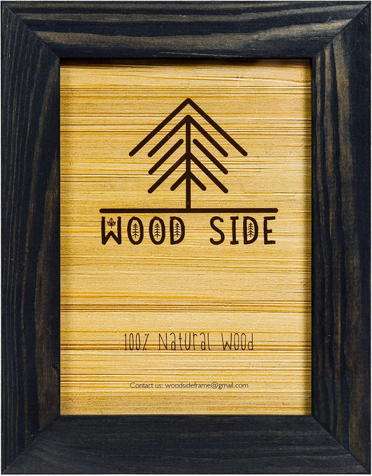 Rustic Wooden Picture Frame 9x12-100% Natural Solid Eco Distressed Wood for Wall Mounting Tabletop Photo Frame - Charcoal